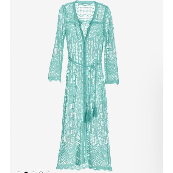 BOSTON PROPER MESH CROCHET MIX DUSTER, SIZE. S ,NWT - Picture 2 of 7